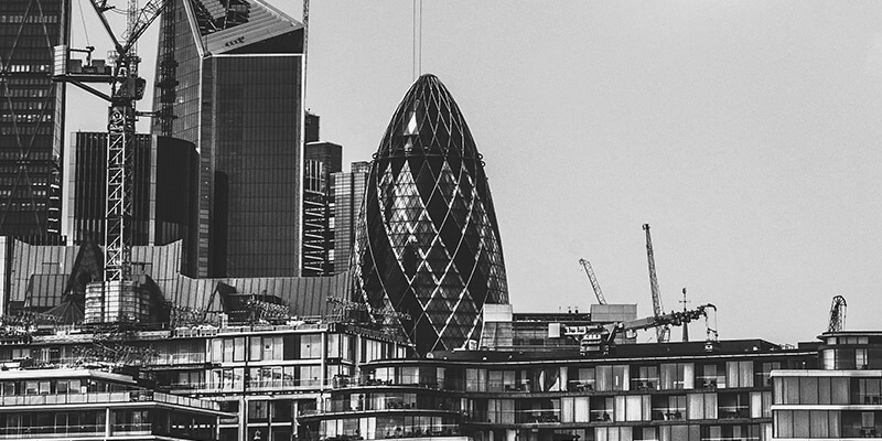 Landscape view of the Gherkin in London