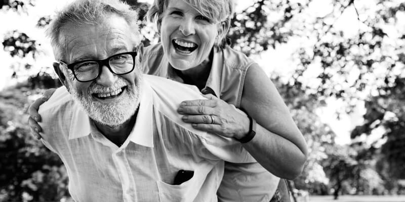 Retired couple having fun