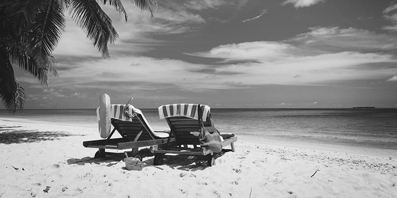 Sunbeds on beach