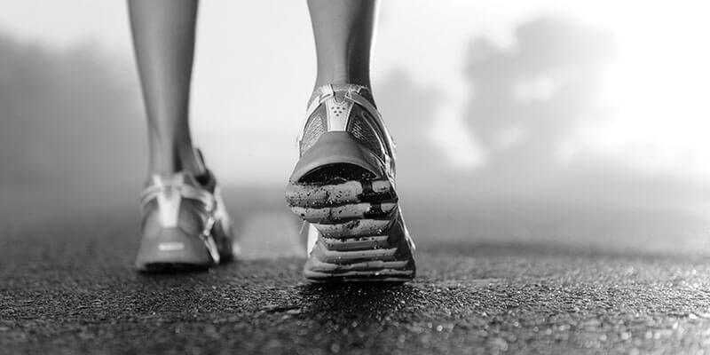 Close up of runner's feet ready to go