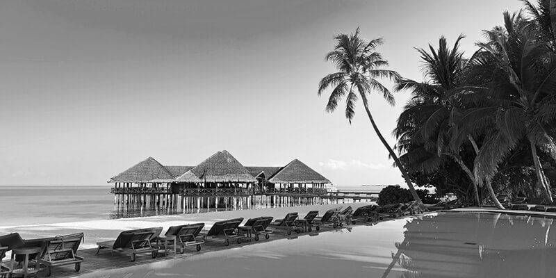 Landscape view of a tropical beach resort