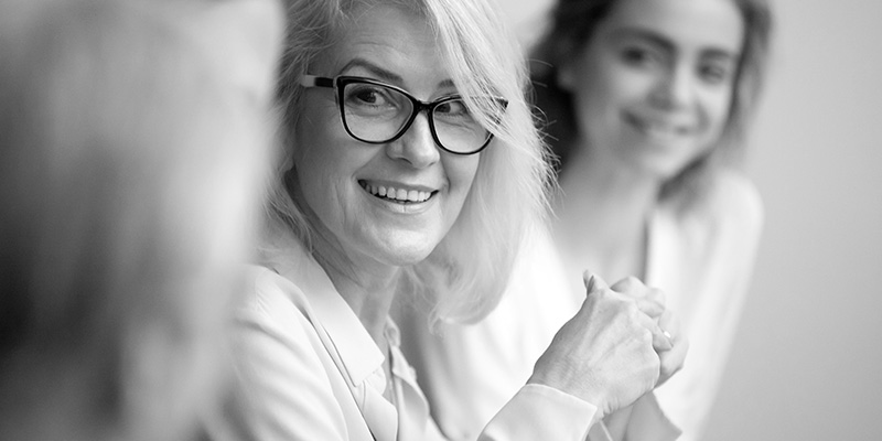 Happy woman in conversation